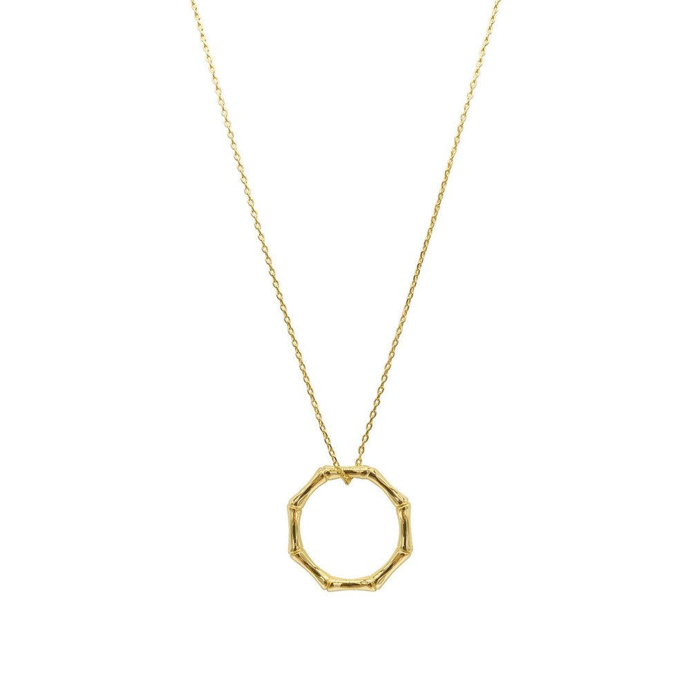 14k Gold Plated Bamboo Ring Necklace