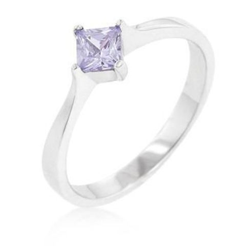 Sterling Silver Amethyst CZ Wedding Band Ring