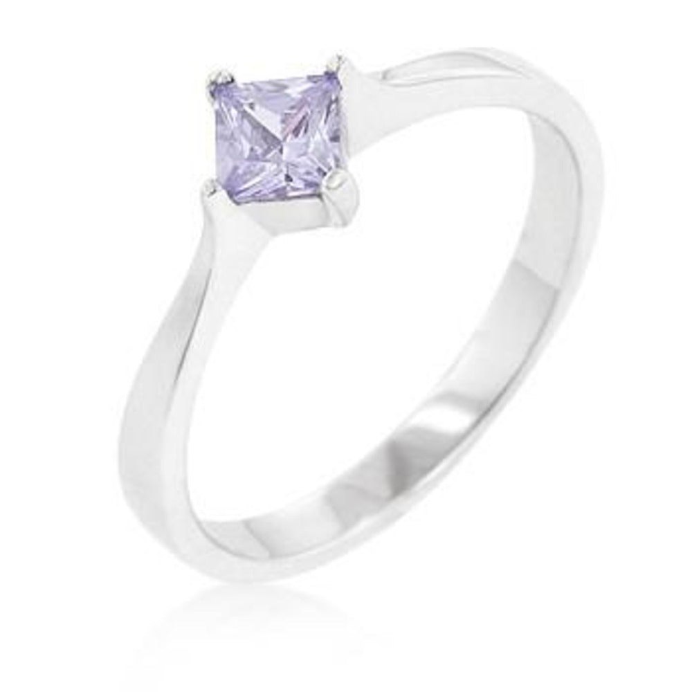 Sterling Silver Amethyst CZ Wedding Band Ring
