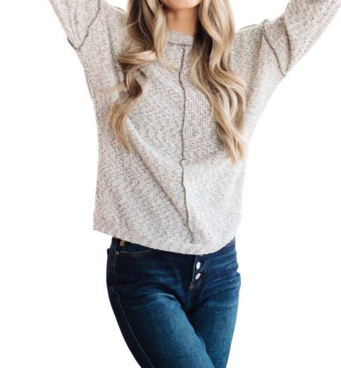 Both Sides Of The Story Pullover Top In Heather Grey 7732487094332