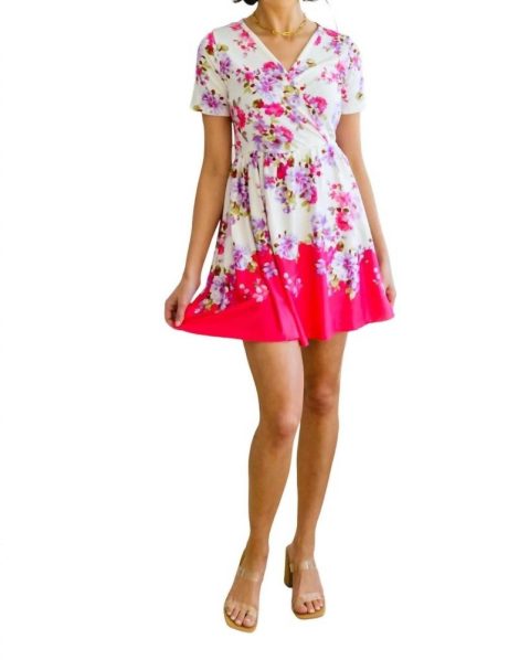 Keep Talking Floral Skort Dress In White/pink 7732491649084