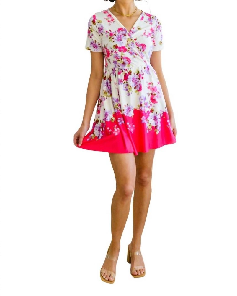 Keep Talking Floral Skort Dress In White/pink 7732491649084