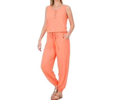 Relaxing Weekend Sleeveless Jumpsuit In Coral 7732492173372