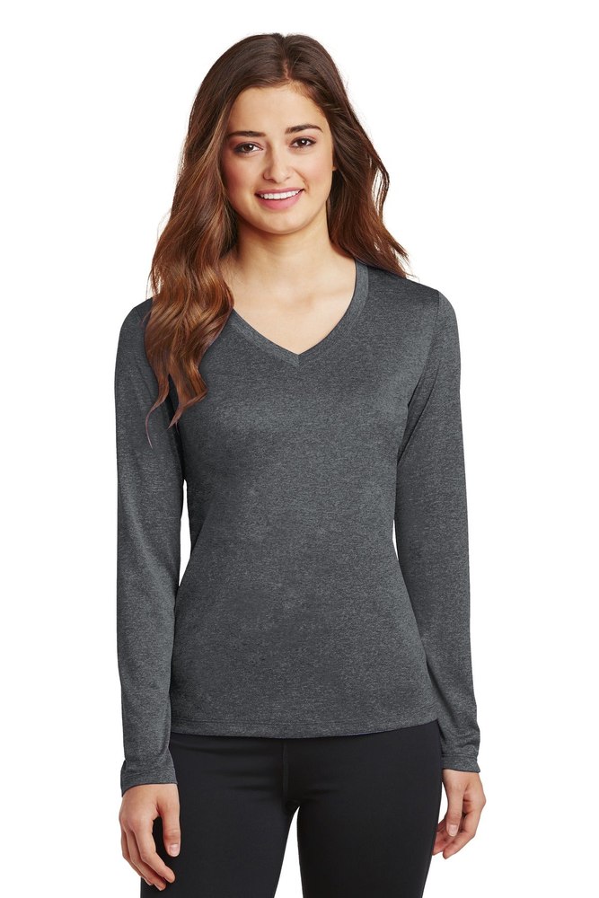 Sport-Tek Women’s Long Sleeve Heather Contender V-Neck Tee LST360LS