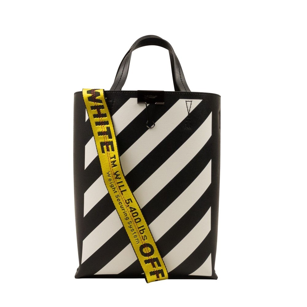 White And Black Diag Tote Bag