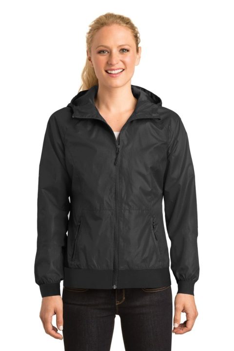 Sport-Tek Women’s Embossed Hooded Wind Jacket LST53