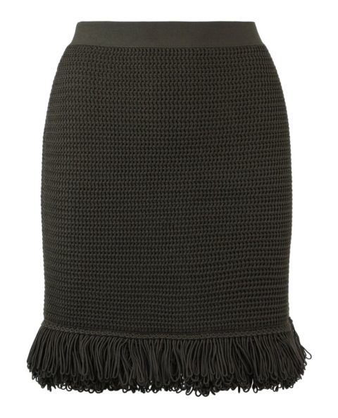 Fringe Trim Pencil Skirt