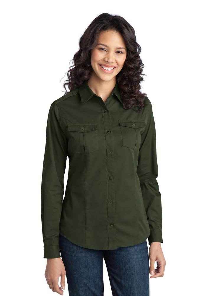 Port Authority Ladies Stain-Release Roll Sleeve Twill Shirt. L649
