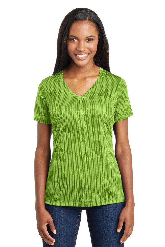 Sport-Tek Women’s Camo Hex V-Neck Tee LST370