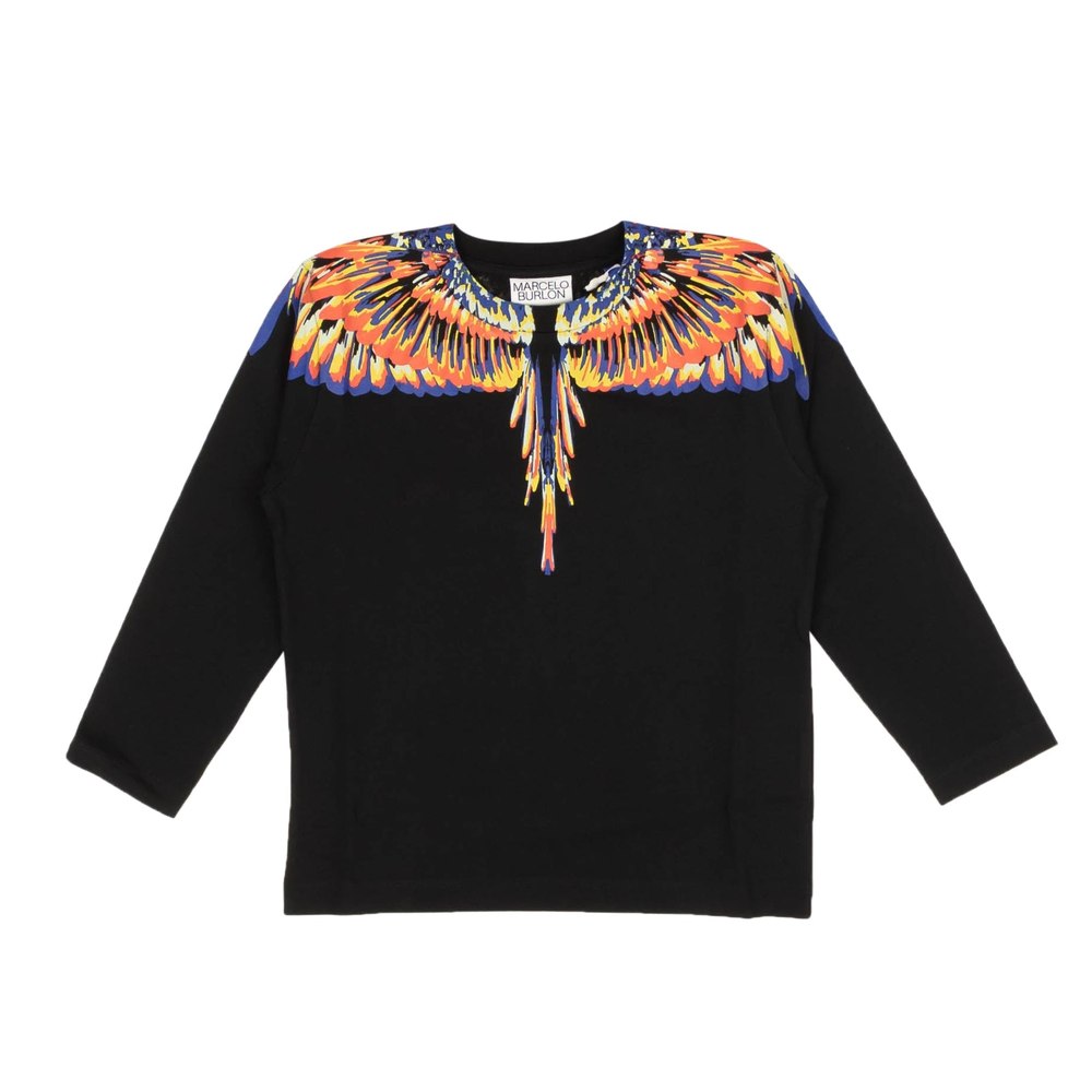 Children’s Black Multi Tempura Long Sleeve Wings T-Shirt