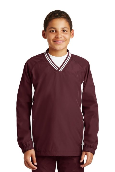Sport-Tek Youth Tipped V-Neck Raglan Wind Shirt YST62