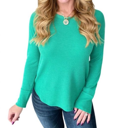 Baby Waffle Long Sleeve Top In Kelly Green 7732504002620