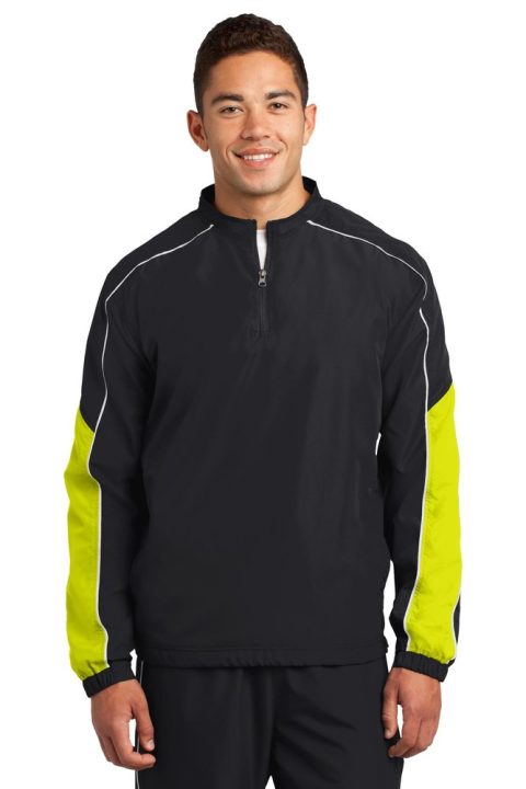 Sport-Tek Men’s Piped Colorblock 1/4-Zip Wind Shirt. JST64