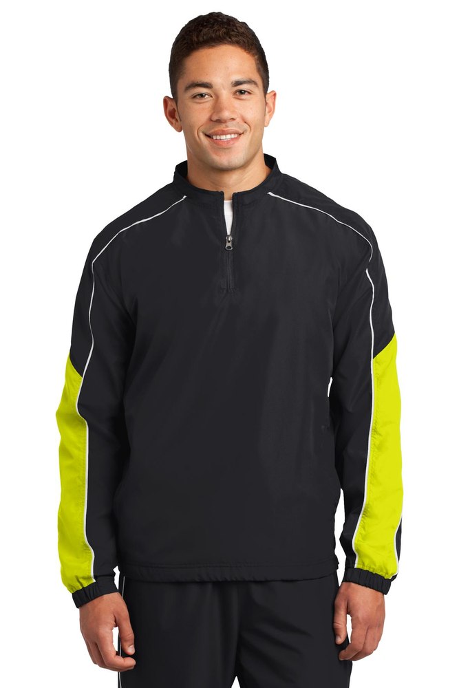 Sport-Tek Men’s Piped Colorblock 1/4-Zip Wind Shirt. JST64