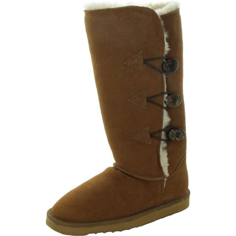Button Sheepskin Shearling Boots