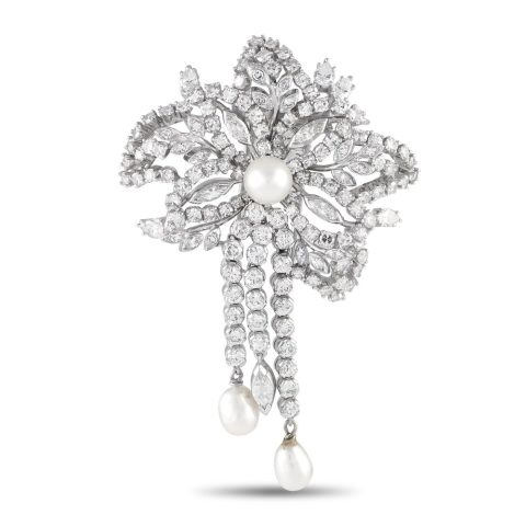 LB Exclusive Platinum 6.23ct Diamond Brooch #9007739