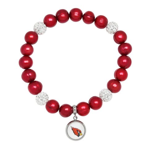 Arizona Cardinals Stretch Pearl & Crystal Bracelet In Red 7732502003772