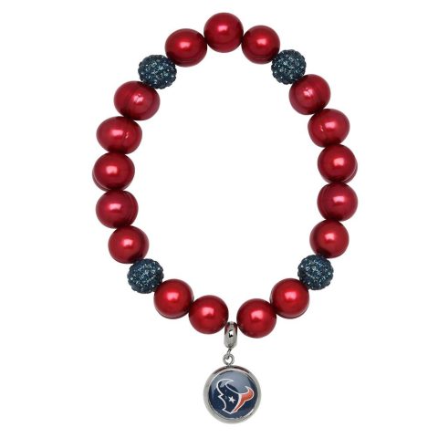 Houston Texans Stretch Pearl & Crystal Bracelet In Red 7732501872700