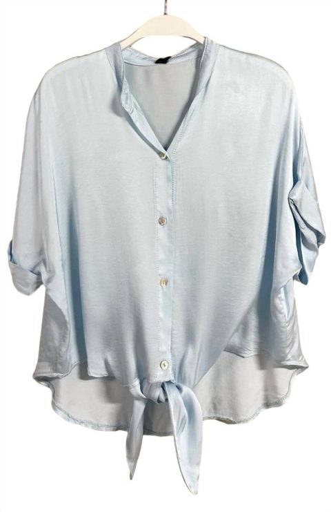 Tie Front Shirt In Sky Blue 7732509278268