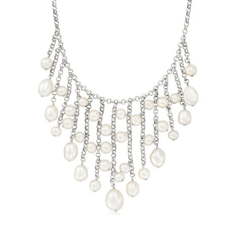Ross-Simons 5.5-10.5mm Cultured Pearl Fringe Necklace in Sterling Silver