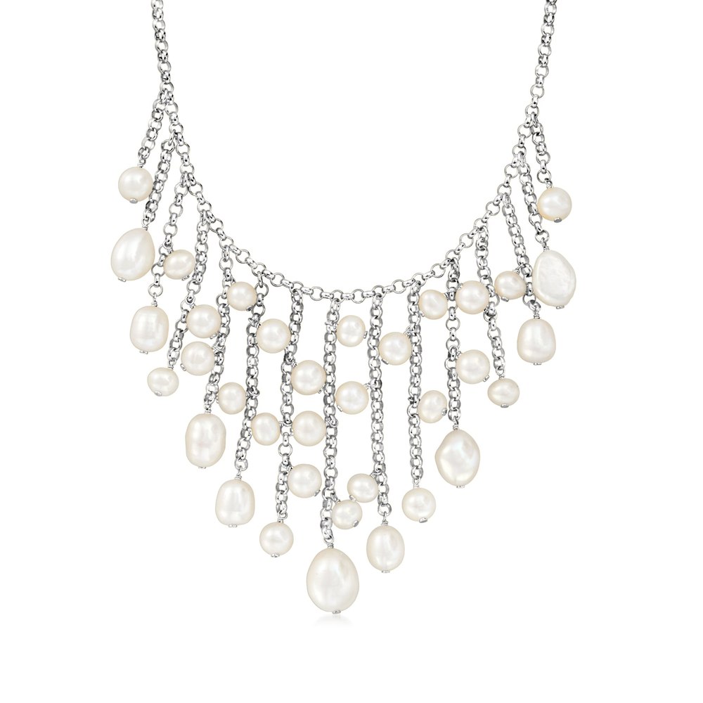 Ross-Simons 5.5-10.5mm Cultured Pearl Fringe Necklace in Sterling Silver