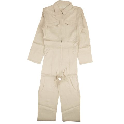 Beige Linen Contrast Stitch Jumpsuit
