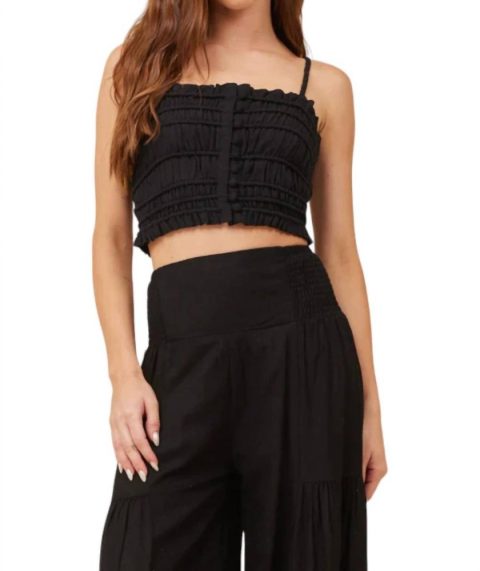 Voille Button Tank Top In Black 7732512981052