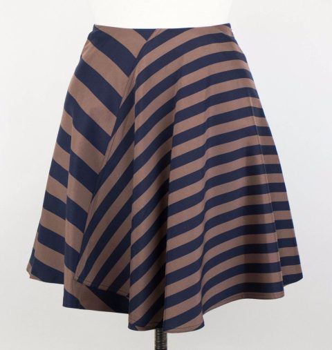 Women’s Brown/Navy Blue Silk Blend Flare Skirt