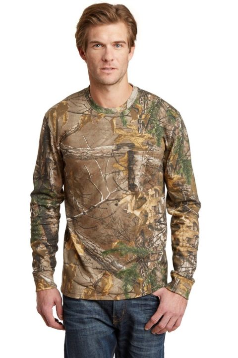 Russell Outdoors Men’s Realtree Long Sleeve Explorer 100% Cotton T-Shirt with Pocket S020R
