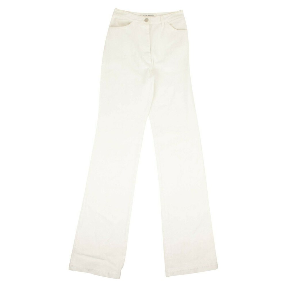 White Denim Mid Rise Straight Jeans