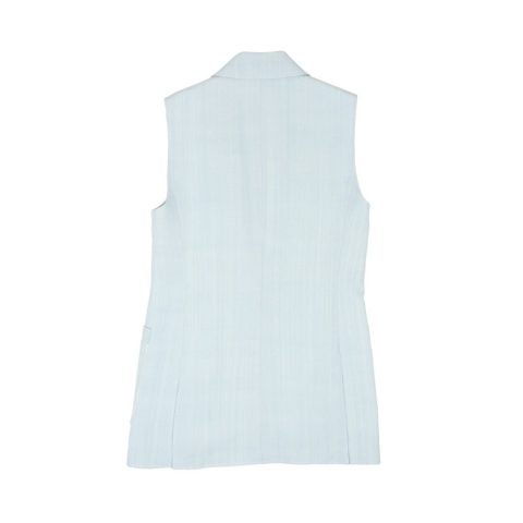 Lght Blue Sleeveless Single Breasted Blazer