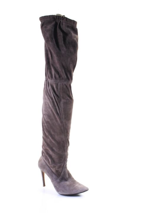 Jean Michel Cazabat Womens Stiletto Over The Knee Boots Brown Suede