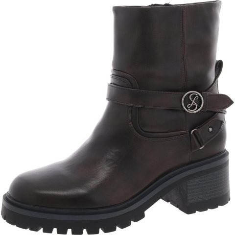 Owen Lugged Sole Faux Leather Motorcycle Boots