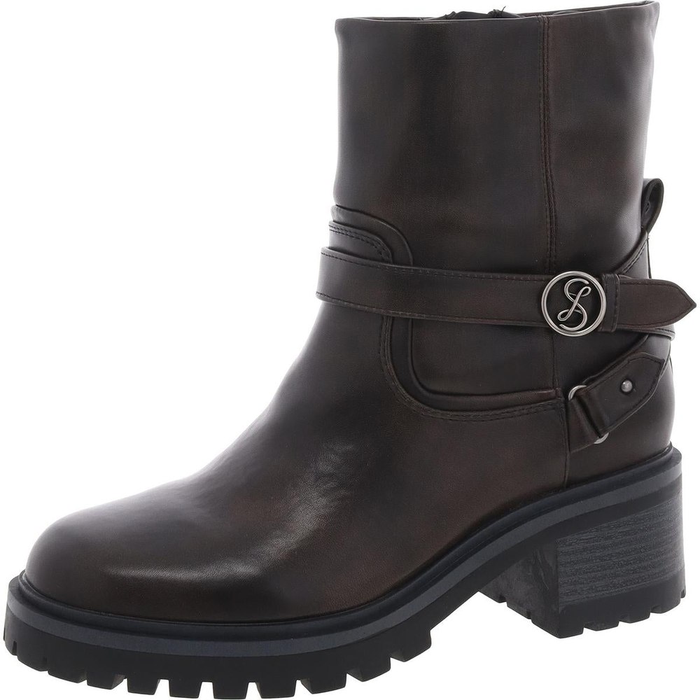 Owen Lugged Sole Faux Leather Motorcycle Boots