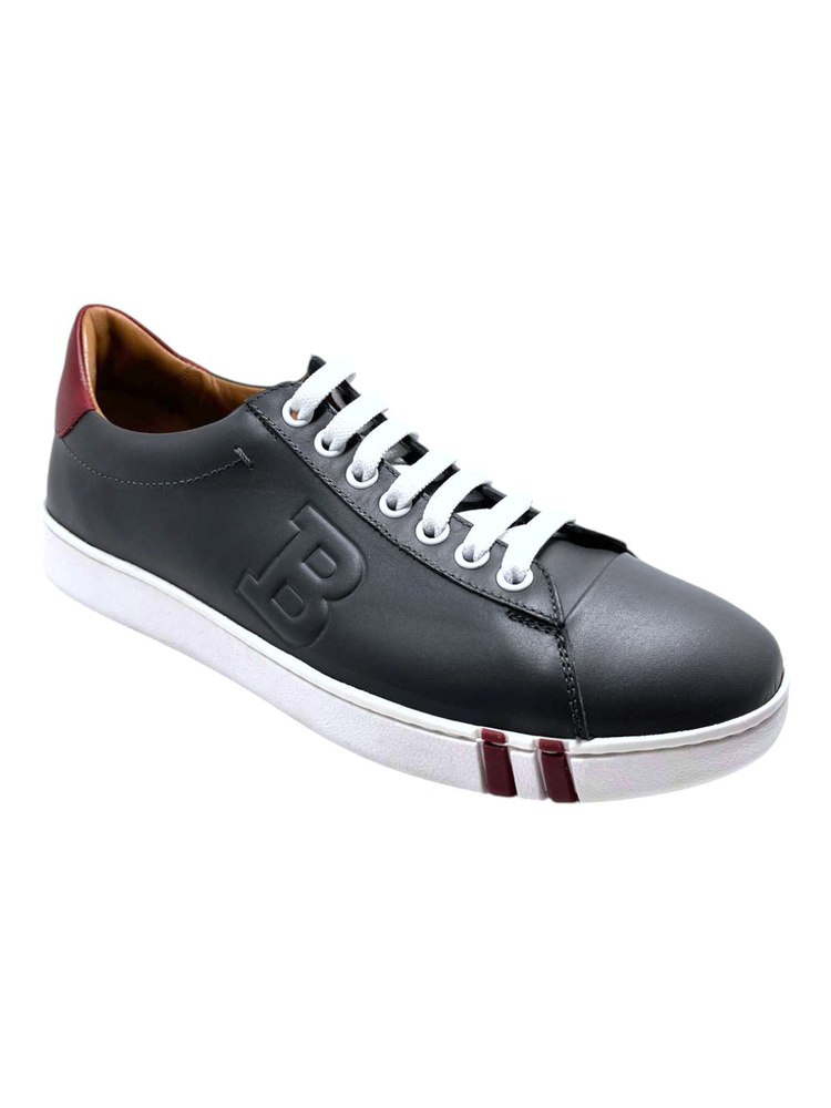 Bally Asher 6217401 Men’s Dark Grey Calf Plain Leather Sneakers Size 6.5