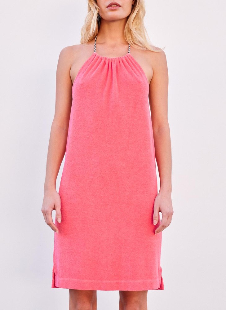 Lounge Halter Dress In Coral 7732515536956