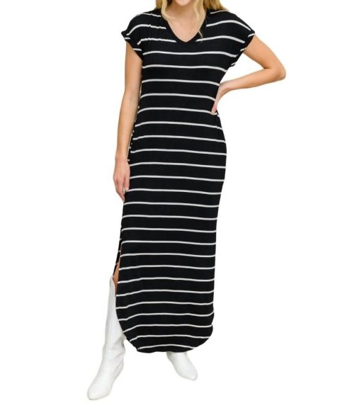Striped Maxi Dress In Black 7732515635260