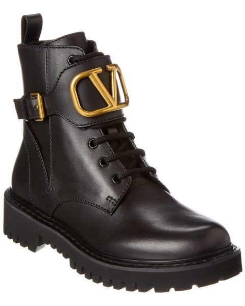 Valentino VLogo 35 Leather Combat Boot