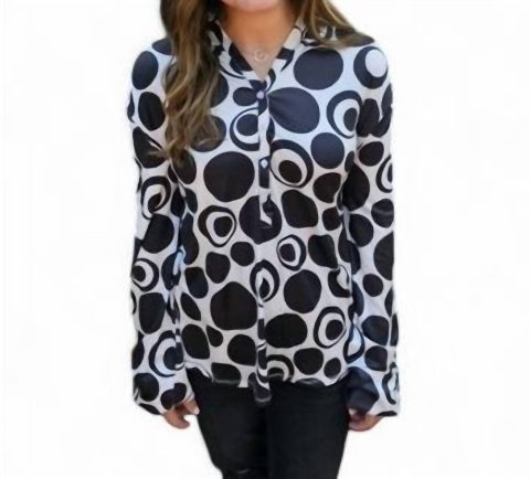 Polka Dot Pullover Top In Black/white