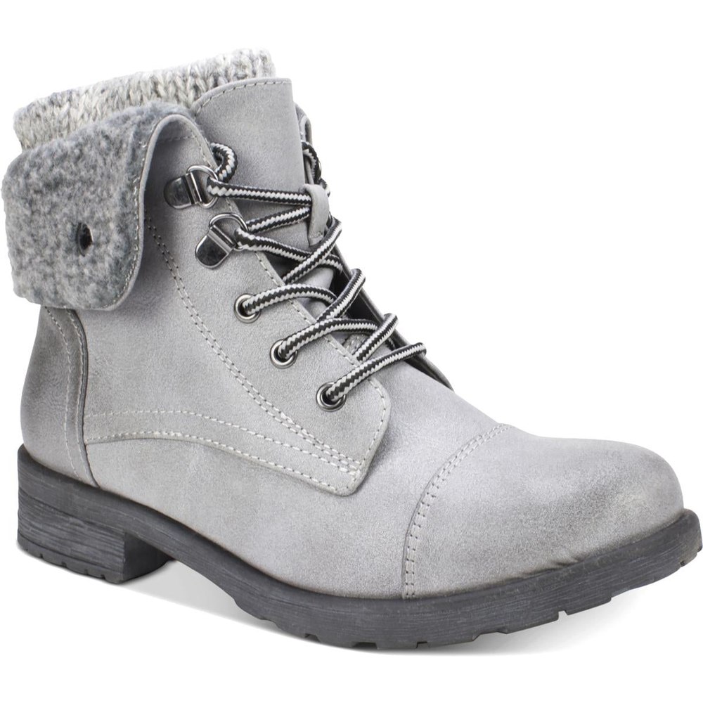Mixed Media Lug Sole Lace-Up Boot