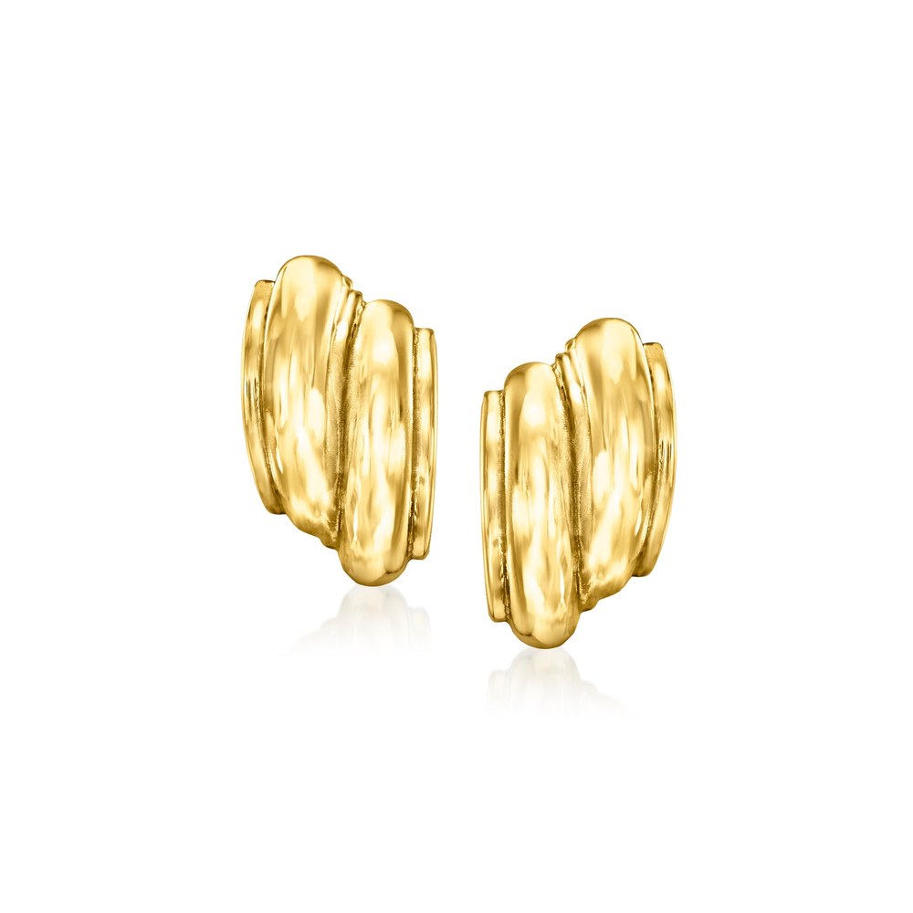 Ross-Simons Italian 18kt Gold Over Sterling Curved Ribbed Earrings