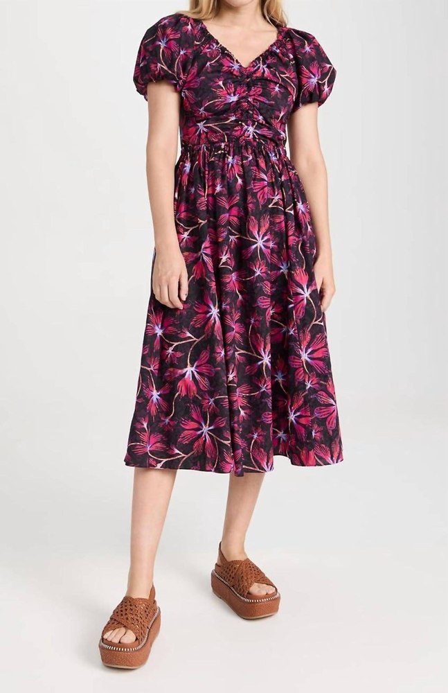 Cecile Midi Dress In Zinnia Red