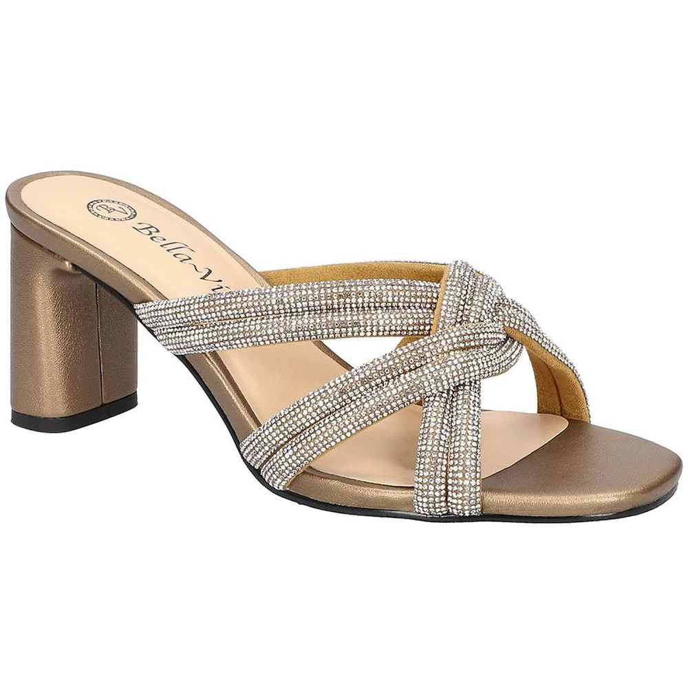 Carmen Faux Leather Rhinestone Heels