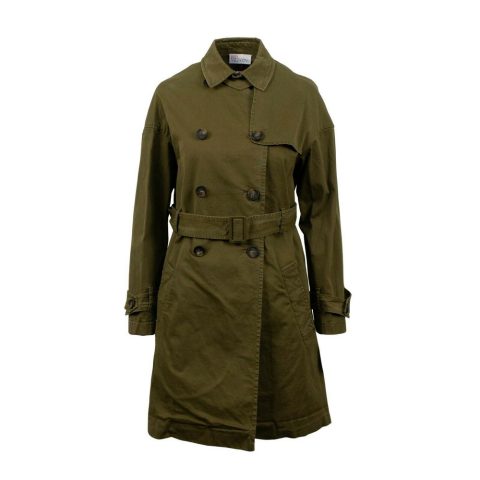 Olive Green Double-Breasted Trench Coat