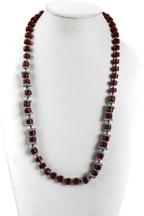 Miriam Haskell Womens Gray Brown Resin Beaded Necklace