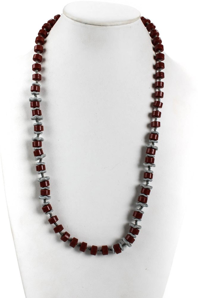 Miriam Haskell Womens Gray Brown Resin Beaded Necklace