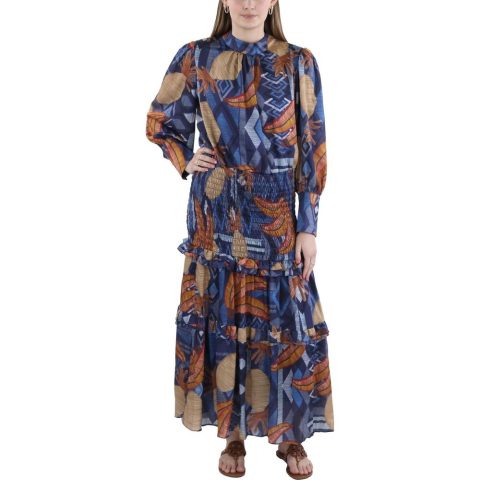 Printed Tiered Midi Dress