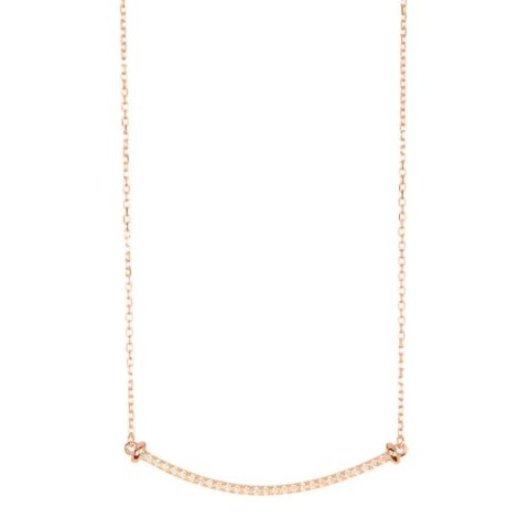 14k Rose Gold Plated Curved Bar Necklace