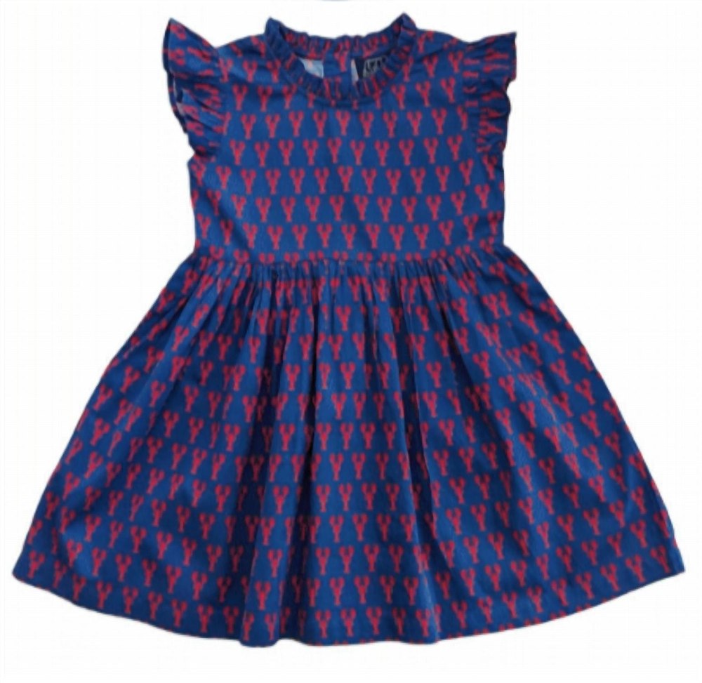 Girl’s Crawfish Ruffle Dress In Blue