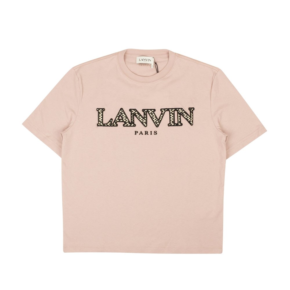 Pale Pink Cotton Curb Logo Short Sleeve T-Shirt